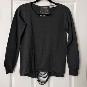 One Grey Day Shredded-Spine Sweater - Size S